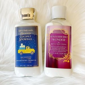BBW Body Lotion Set of 2, Frosted Coconut Snowball & Winterberry Wonder
